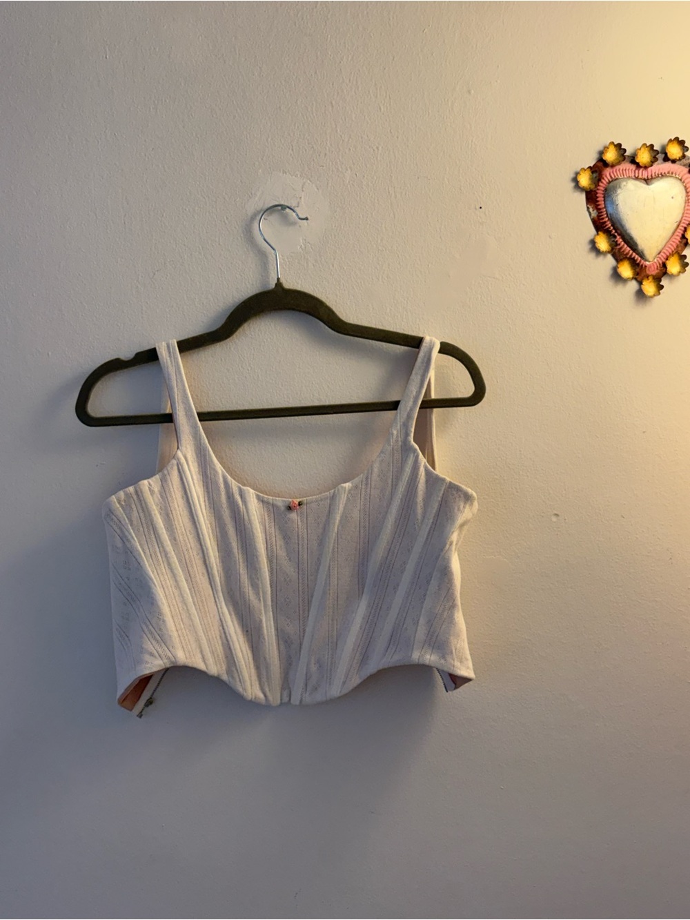 With Jean White Bow Corset Tank